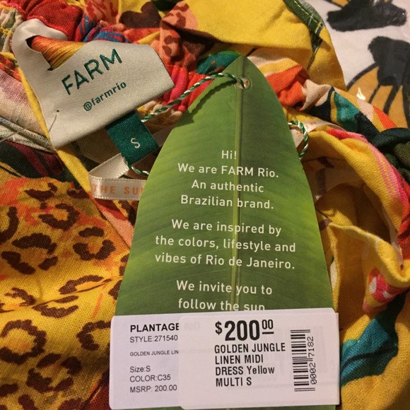 Farm Rio Golden Jungle Linen Midi Dress - Picture 12 of 16